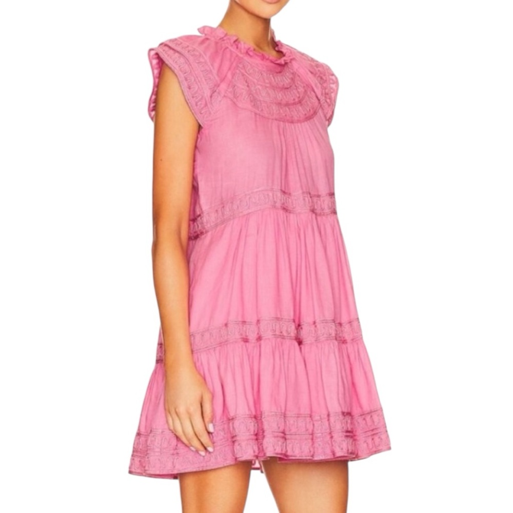 NEW Veronica Beard Keely Braided Flutter-Sleeve Dress Dark Peony REVOLVE Size 10